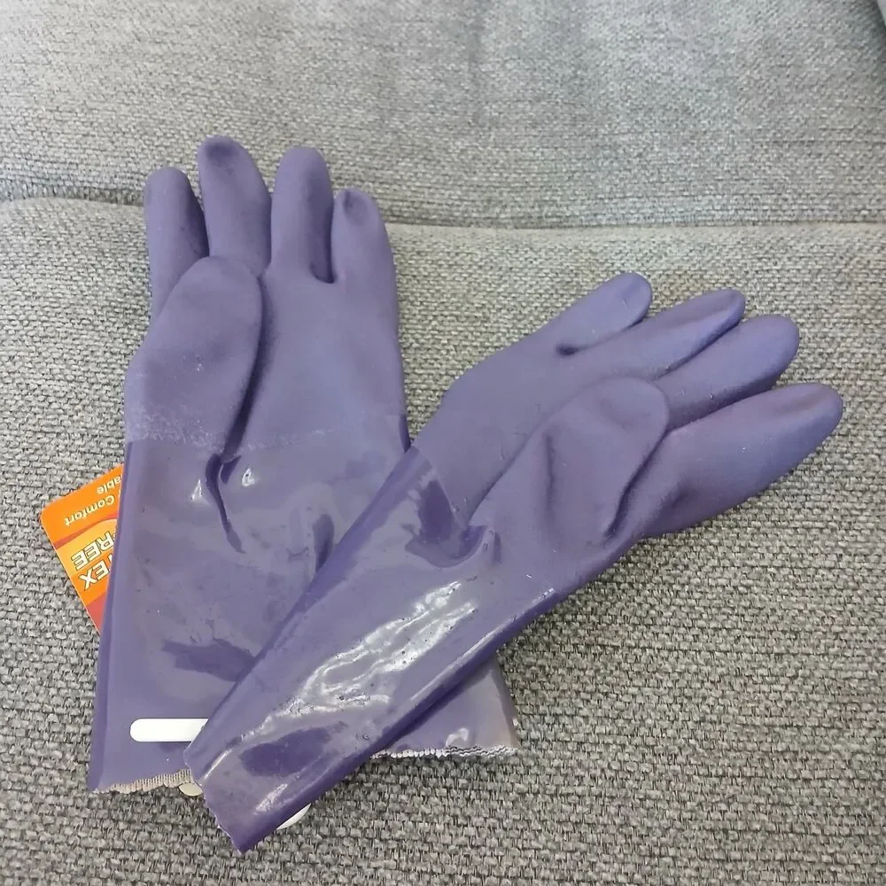 Vtg NOS Brawny Purple Work Gloves Deadstock Garden Cotton Lined  L/XL